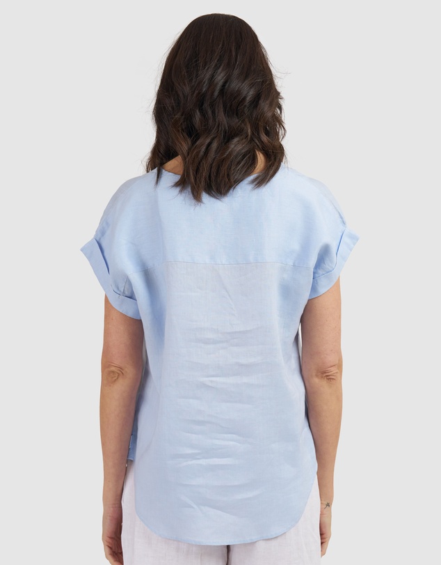 CAMIXA - Martina Linen V-Neck T-shirt