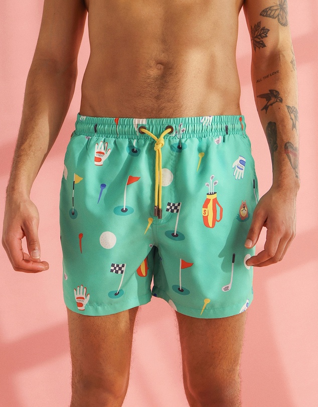 Skwosh - In The Hole Mens Swim Shorts in Green