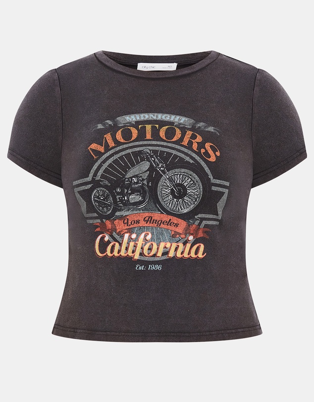 City Chic - Micro Red Print Wash Tee