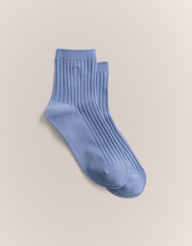 Trenery - Monogram Rib Crew Sock in Dove Blue