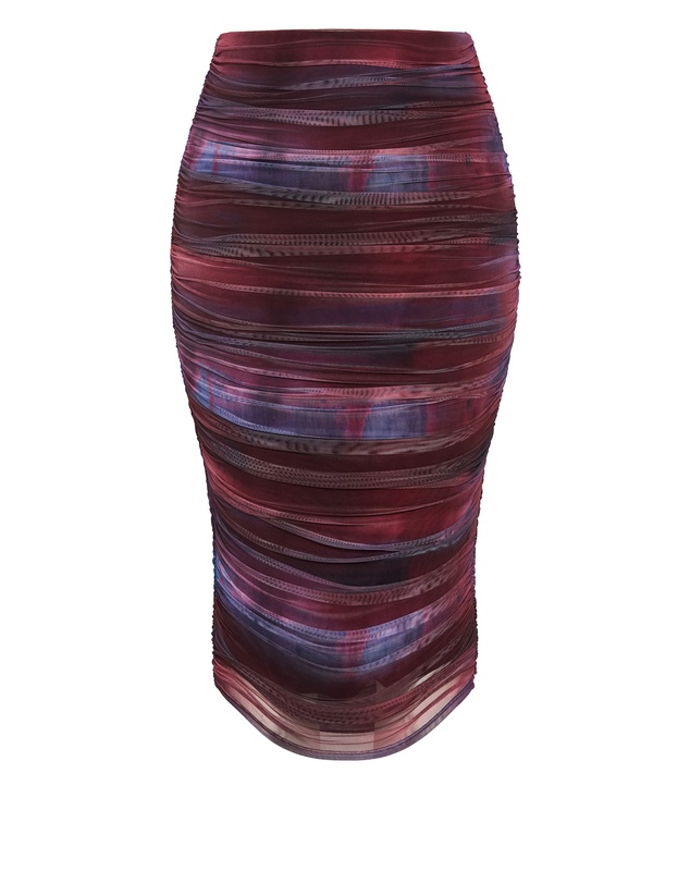 City Chic - Plus size Olivia Ruched Midi Skirt - berry