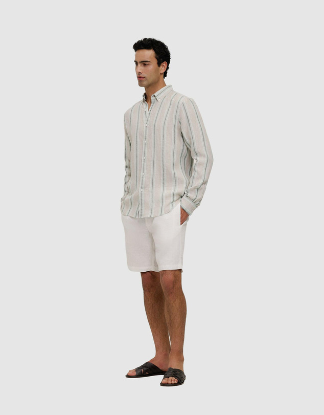 Trenery - Yarn Dyed Linen Multi Stripe Long Sleeve Shirt