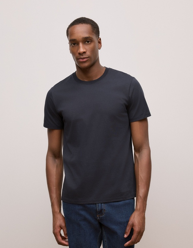 Trenery - Cotton Jersey Crew T-shirt in Navy