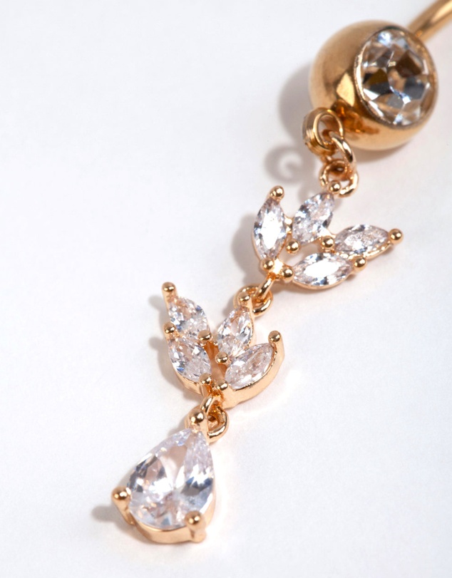 Lovisa - Gold Surgical Steel Marquise Cubic Zirconia Belly Bay