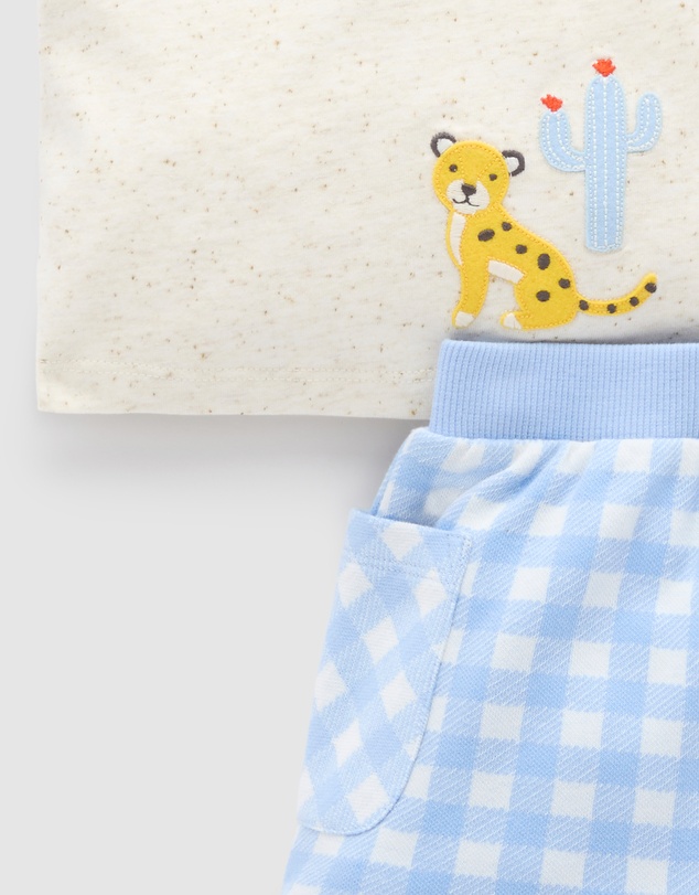 Purebaby - Gingham Short and Tee Set -Kids-Babies