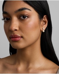 Michael Hill - Multi-Wear Aquamarine and Cultured Freshwater Pearl Drop Stud Earrings in 10kt Yellow Gold