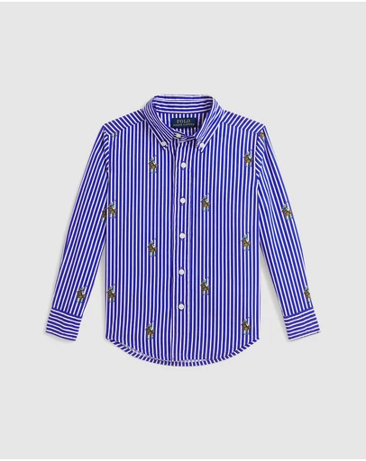 Polo Ralph Lauren - Polo Bear Striped Cotton Shirt - Babies-Kids