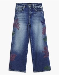 Desigual - Embroidered culotte jeans