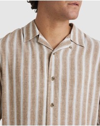 RVCA - Mens Beat Stripe Vintage Short Sleeve Shirt