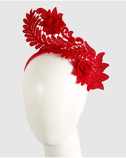 Max Alexander - Lace Crown Red Headband Fascinator