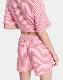 Roxy - Womens Lekeito Break High Stripe Beach Shorts