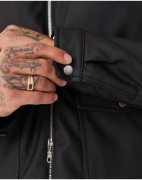 Zanerobe - Faux Leather Aviator Jacket Black