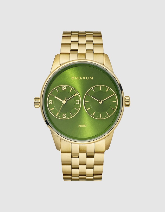 Maxum - Maxum x Taylor Steele - Green Dial, Gold Tone Case & Bracelet