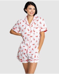 Sant And Abel - Women's Reindeer Red Short PJ Set