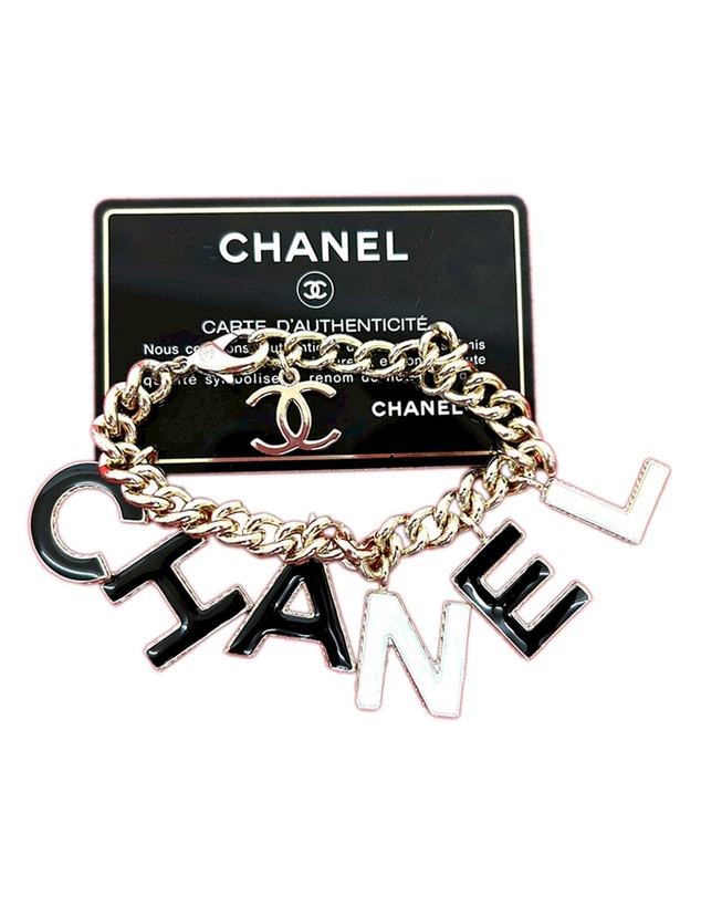 Pre-Loved by Azura Reborn - Pre-Loved CC Gold Plated Lacquered Logo Letter Charms Chain Bracelet
