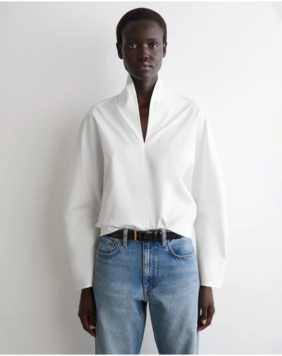 COS - Draped-Collar Cotton Blouse
