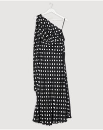 Revibe - Repaired BY JOHNNY. Dove Drape Polka Ankle Dress - AU 8