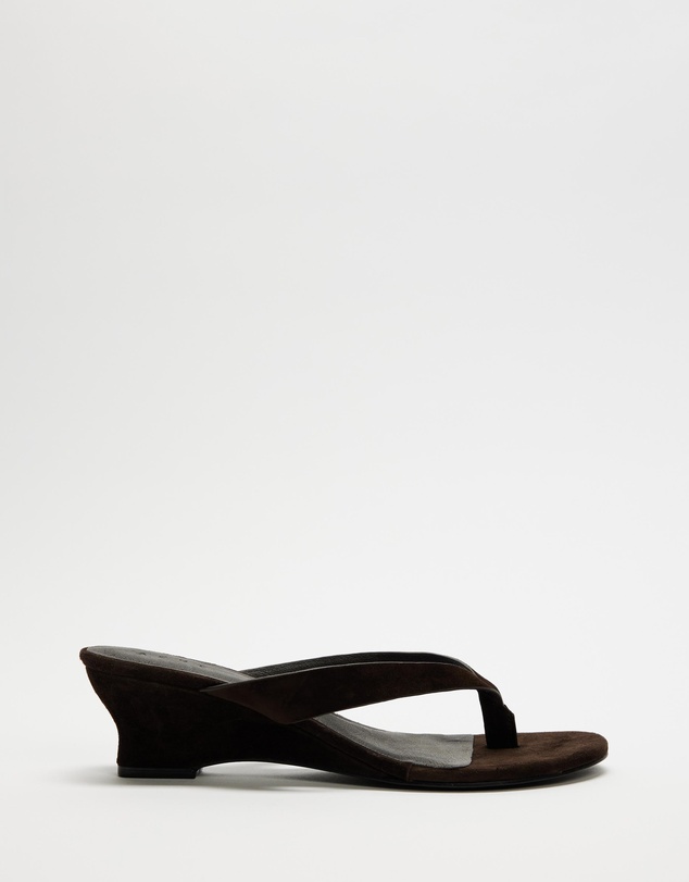 AERE - Suede Wedge Heel Thongs