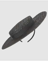 Max Alexander - Black lace-covered Boater Hat