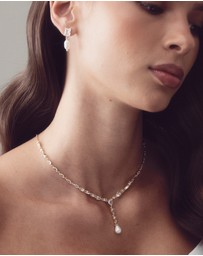 The White Collection - Helena - Freshwater Pearl Gold Bridal Earrings