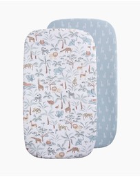 Living Textiles - 2 Pack Organic Bedside Sleeper Fitted Sheet - Wild Safari