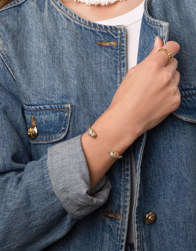 Nialaya Jewellery - Women's CZ Panther Bangle in Gold