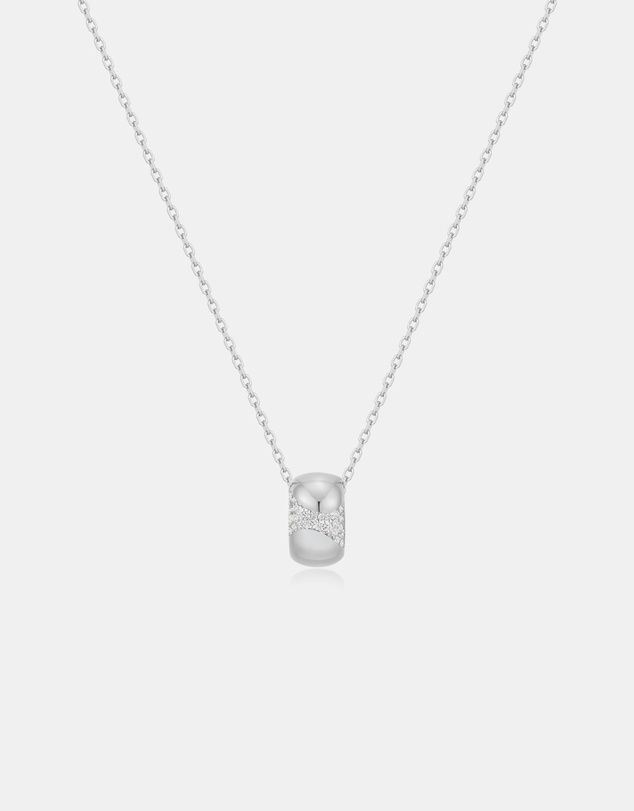 Ania Haie - Ania Haie Silver Puffed Rivulet Pave Necklace