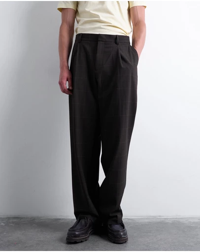 Topman - Wide Leg Check Smart Trousers