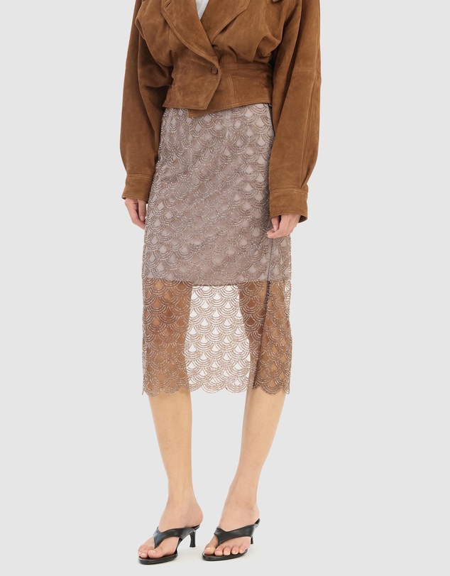 ROTATE - Scallop Sequin Midi Skirt