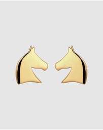 Elli Jewelry - Earrings Stud Horse 925 Sterling Silver Gold-Plated