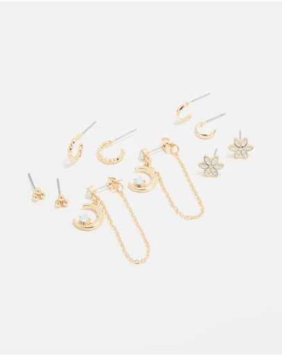 Lovisa - Gold Celestial Stacker Earrings 5-Pack