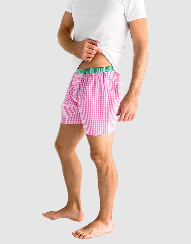 Sant And Abel - Men's Hepburn Gingham Pink Boxer Shorts