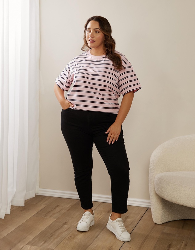 Atmos&Here Curvy - Frankie Striped Relaxed Tee