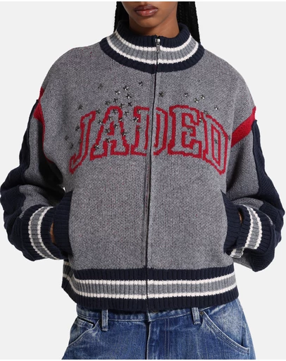 Jaded London - Knitted Bomber With Cable Knit Sleeves