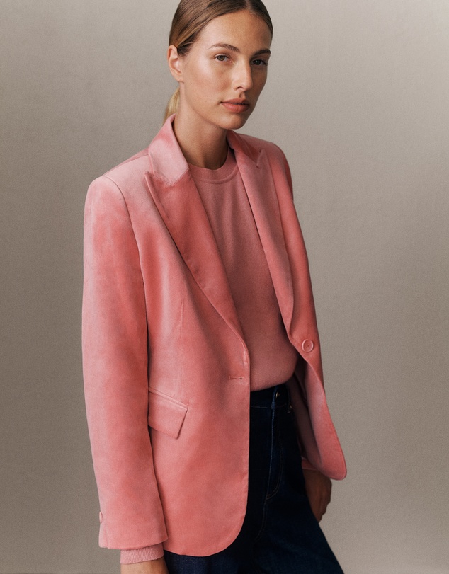 Trenery - Velvet Blazer in Dusty Rose