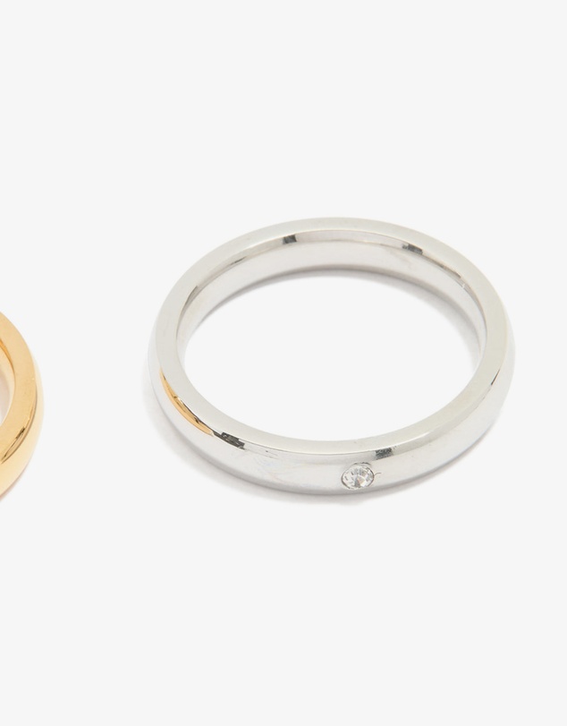 Lovisa - Waterproof Gold Plated Stainless Steel Mixed Metal Rings 3-Pack