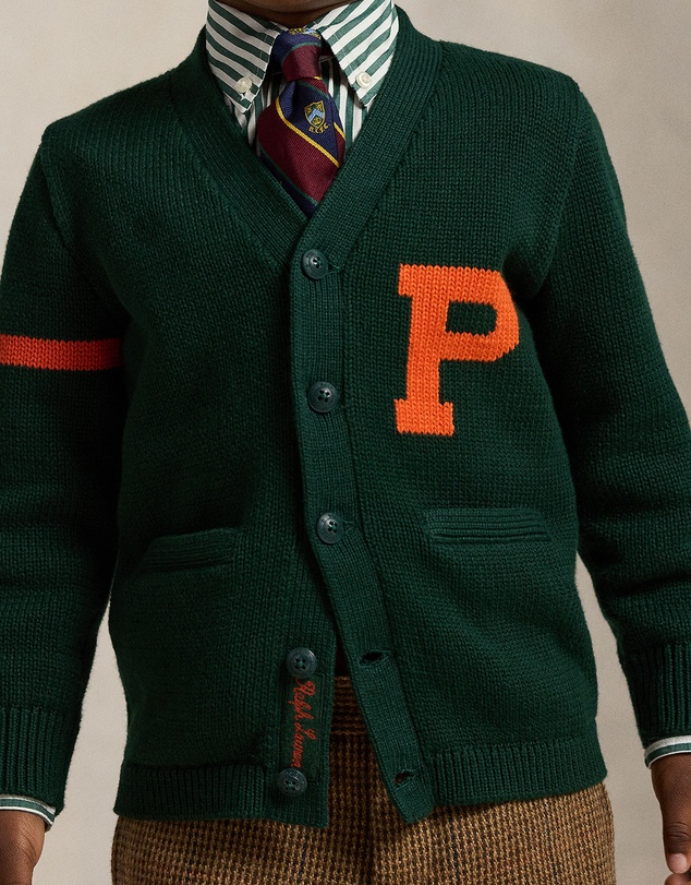 Polo Ralph Lauren - Cotton V-Neck Letter Cardigan - ICONIC EXCLUSIVE - Kids
