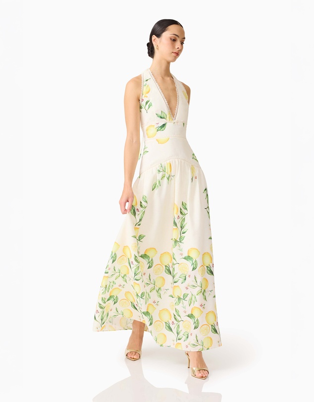 Elliatt - Hana Halter Gown In Yellowmulti