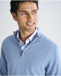 3 Wise Men - 3 Wise Men Harvey Zip Neck Merino Knit - Steel