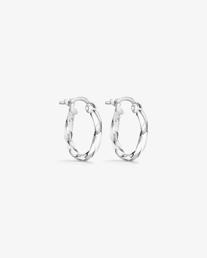 Michael Hill - Square Twist Hoop Earrings in 10kt White Gold