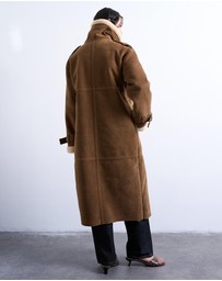 TOPSHOP - Longline Funnel Aviator Shearling