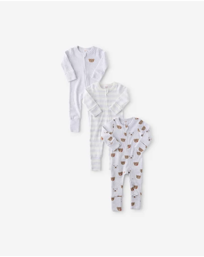 Cotton On Kids - The 3Pk Long Sleeve Zip Romper