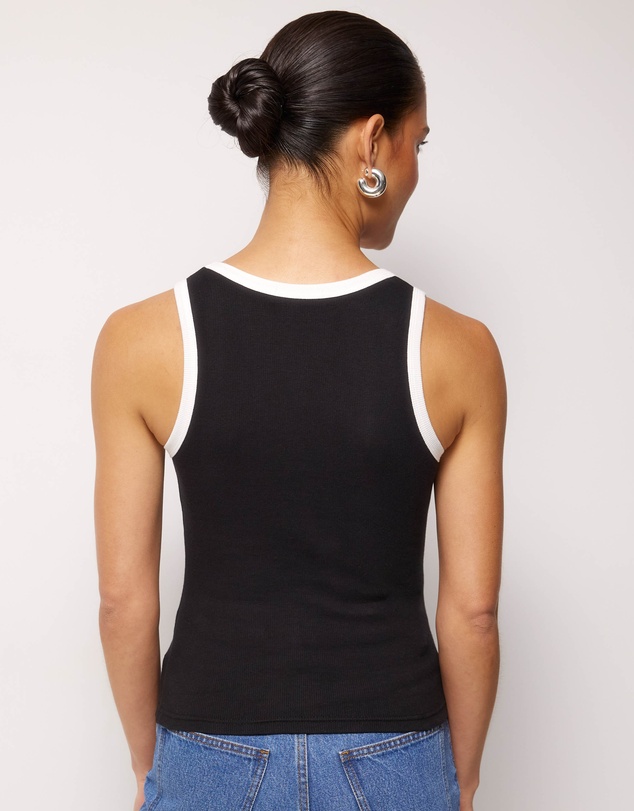AERE - Billie Contrast Bind Scoop Tank