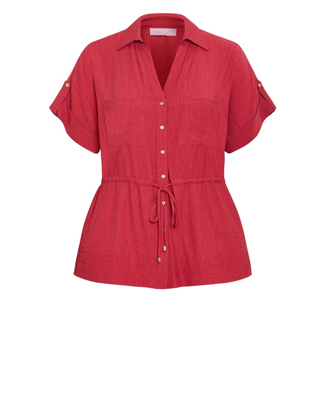 City Chic - Plus size Aria Cinched Shirt - sienna