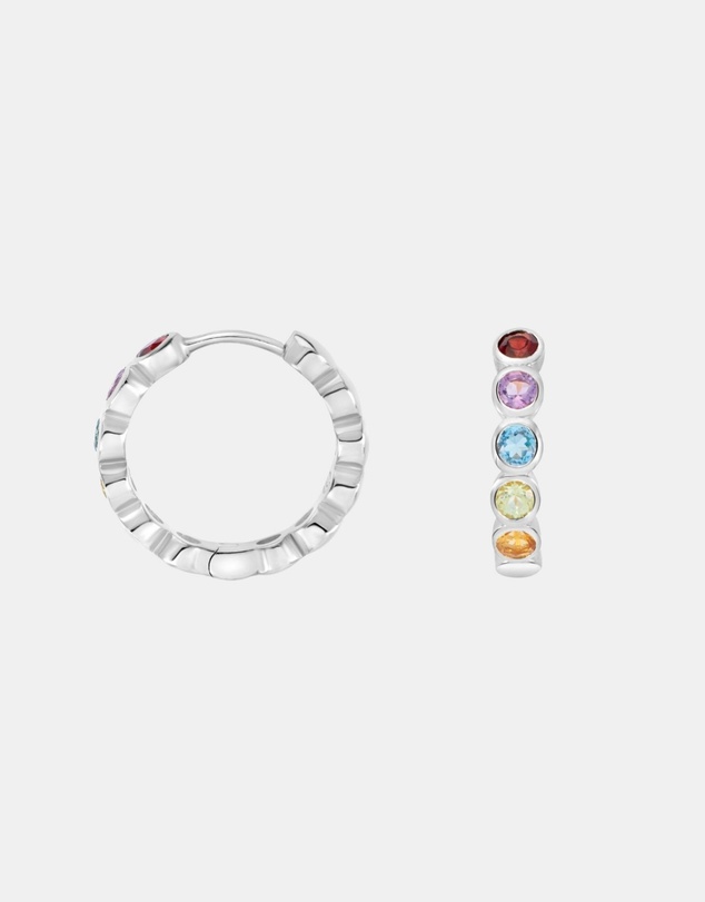 Dower & Hall - Women's Tutti Frutti Huggie Hoops In Sterling Silver