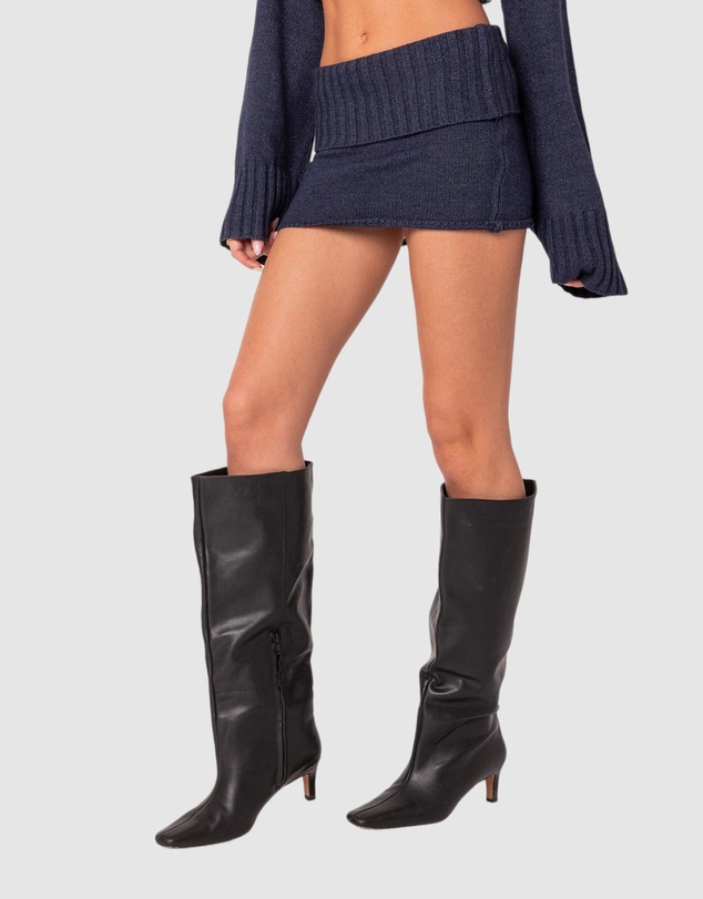 EDIKTED - Gino Fold Over Knit Mini Skirt