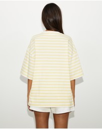 Dazie - Nostalgia Stripe Oversized Boyfriend Tee