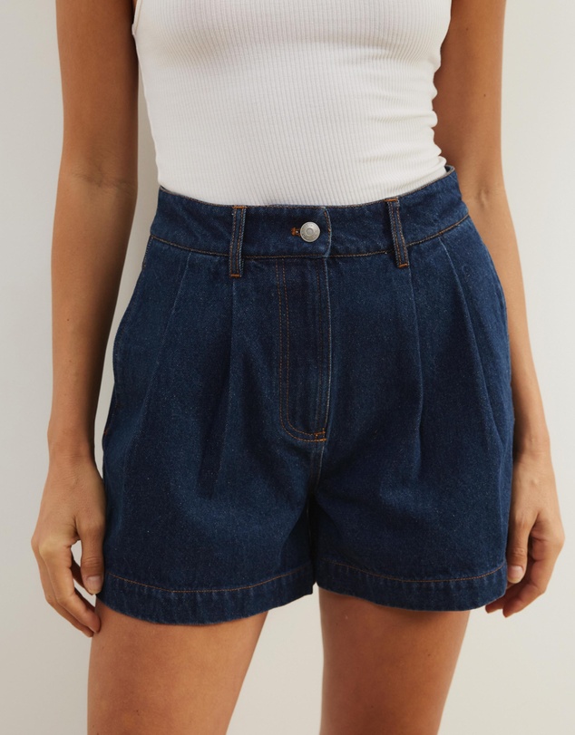 Atmos&Here - Devon Pleated Denim Shorts