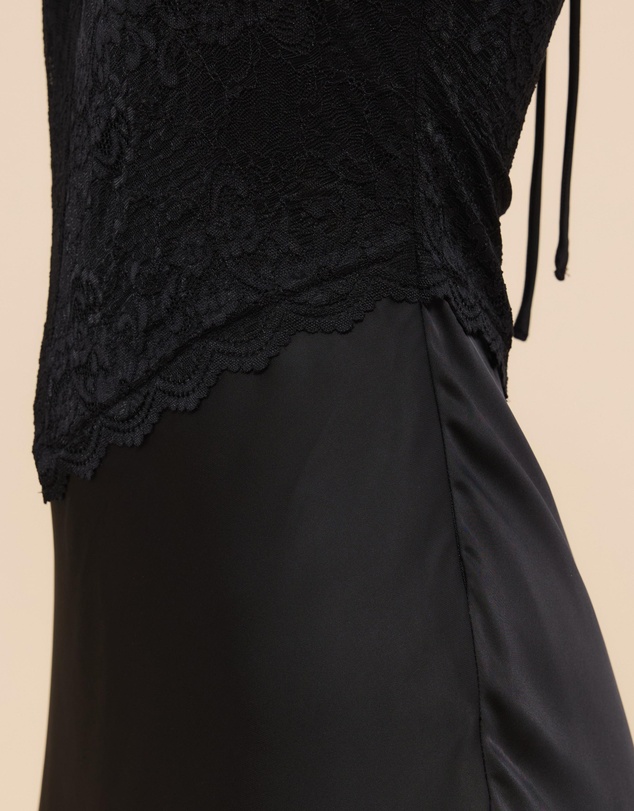 CHANCERY - Georgie Halter Neck Lace Panelled Maxi Dress