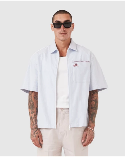 Zanerobe - Boxy SS Overshirt 2.0 Blue Stripe